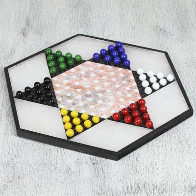 Alternate image for Hand Crafted Marble Chinese Checker Game Set Colorful Contrast