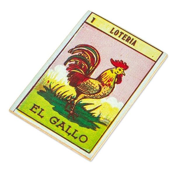 Alternate image for Decoupage Wooden Magnet With Mexican Loteria Card Motif The Rooster