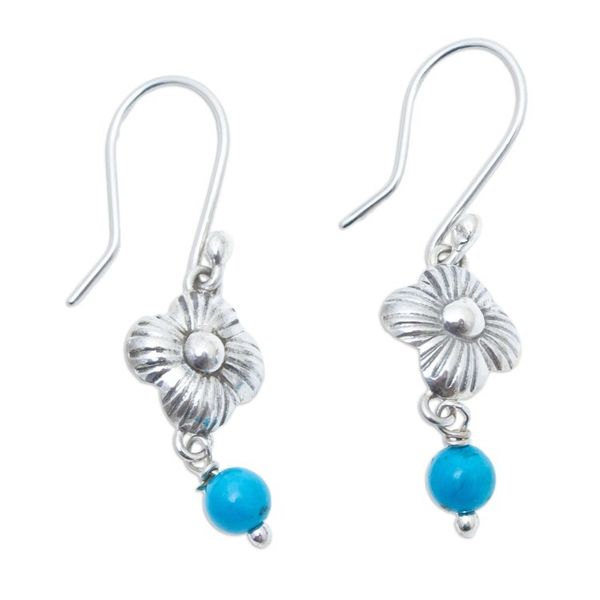 Alternate image for Sterling Silver and Turquoise Bead Earrings From Taxco Taxco Violets
