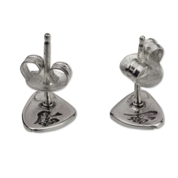 Alternate image for Artisan Crafted Coffee Bean Earrings of Mexican Taxco Silver Coatepec Coffee