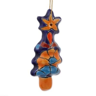 Alternate image for Christmas Tree Talavera Ceramic Ornaments Set of 4 Talavera Christmas Trees