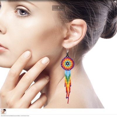 Alternate image for Huichol Multicolored Glass Beaded Earrings from Mexico Colorful Huichol Circles