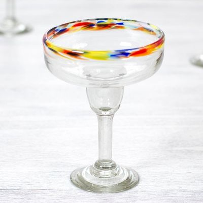Alternate image for Set of 6 Artisan Crafted Blown Glass Margarita Glasses Confetti Path