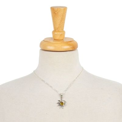 Alternate image for Sun and Moon Amber Pendant Necklace from Mexico Honey Eclipse