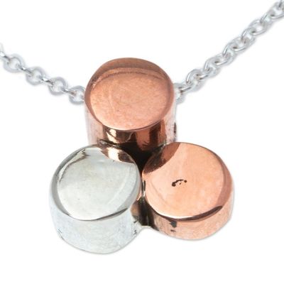 Alternate image for Artisan Crafted Necklace with Copper and Sterling Silver Three Points