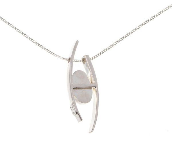 Alternate image for Sterling Silver Choker Pendant Necklace with Recon Turquoise Modern Lagoon