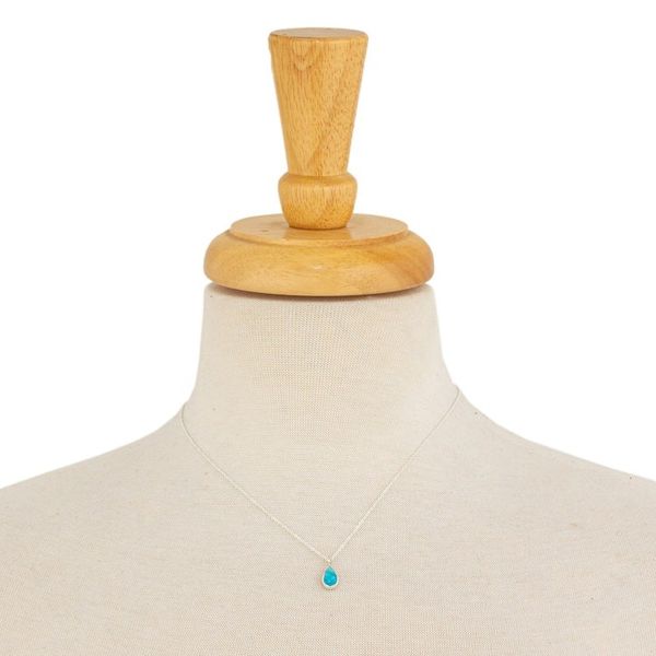 Alternate image for Taxco Sterling Silver Natural Turquoise Teardrop Necklace Heavens Tears