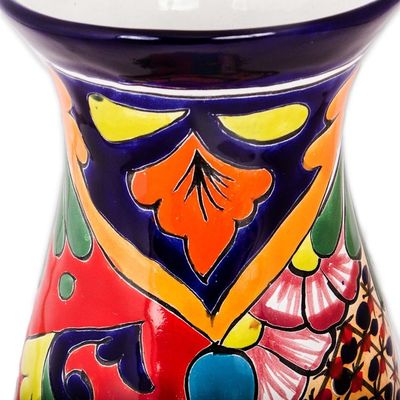 Alternate image for Curvy Talavera-Style Ceramic Vase Crafted in Mexico Colorful Curves