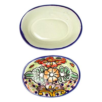 Alternate image for Talavera-Style Ceramic Soap Dish from Mexico Hidalgo Bouquet