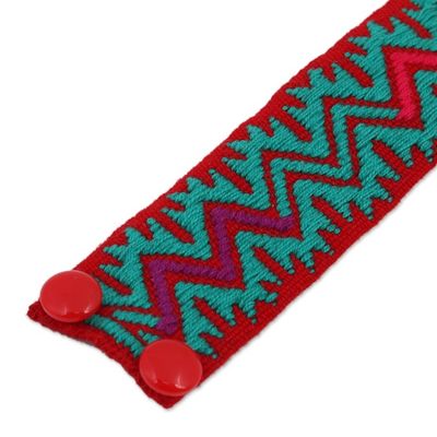 Alternate image for Crimson and Viridian Cotton Wristband Bracelet from Mexico Desert Mysteries