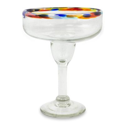 Alternate image for Set of 6 Artisan Crafted Blown Glass Margarita Glasses Confetti Path