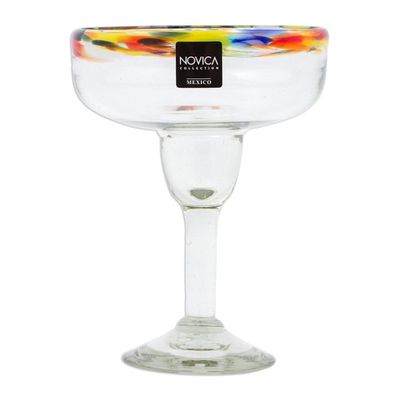 Alternate image for Set of 6 Artisan Crafted Blown Glass Margarita Glasses Confetti Path