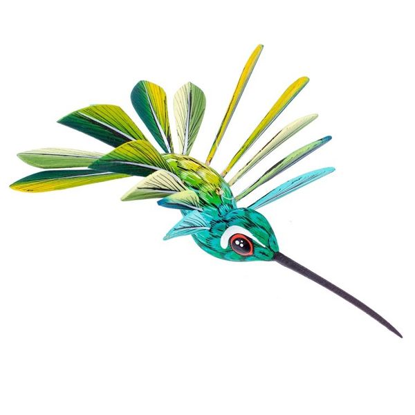 Alternate image for Hand-Painted Green Copal Wood Alebrije Bird Ornament Jungle Plumage
