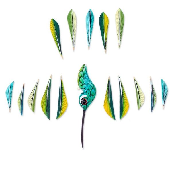 Alternate image for Hand-Painted Green Copal Wood Alebrije Bird Ornament Jungle Plumage