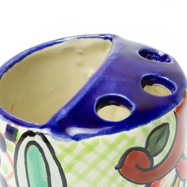 Alternate image for Green Dominant Talavera Style Toothbrush Holder from Mexico Hidalgo Bouquet