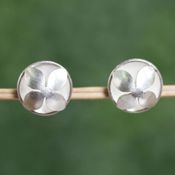 Alternate image for Floral Stud Earrings in Sterling Silver Flower Finesse
