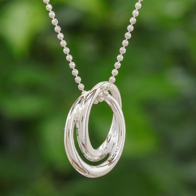 Alternate image for Modern Sterling Silver Pendant Necklace Lovers