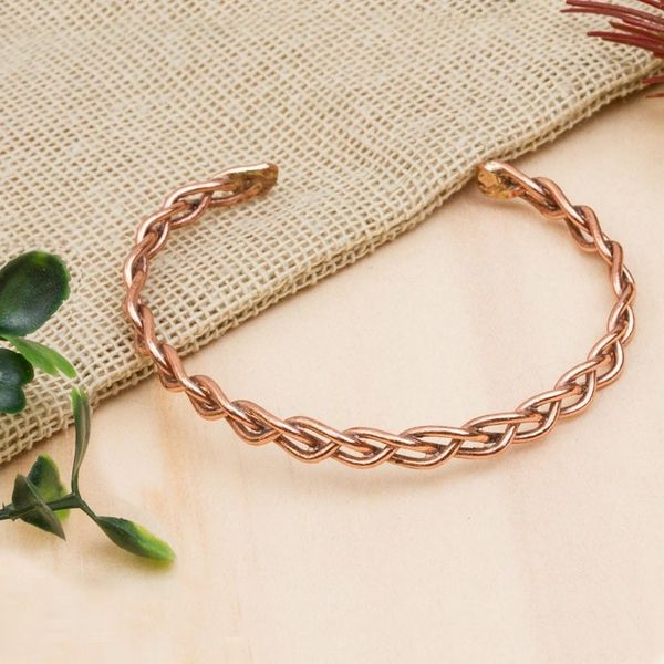Alternate image for Handcrafted Braided Copper Cuff Bracelet from Mexico Brilliant Braid
