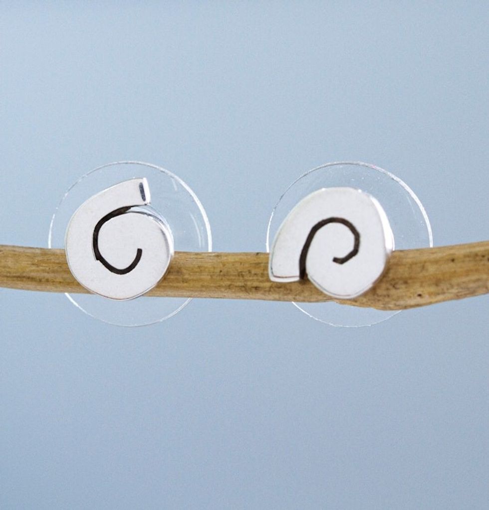 Taxco Sterling Silver Spiral Stud Earrings from Mexico 'Wind Cyclones'