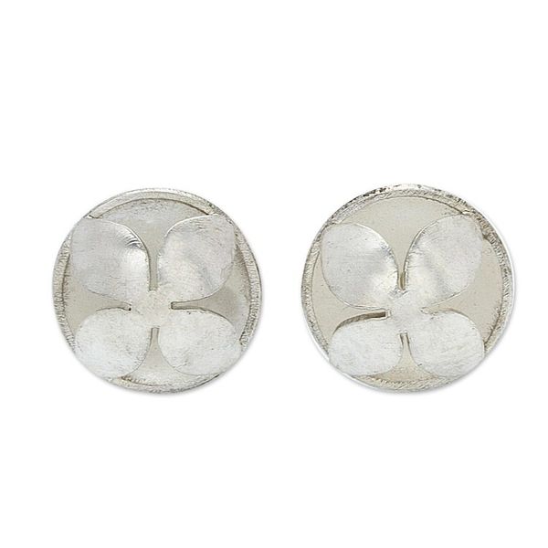 Alternate image for Floral Stud Earrings in Sterling Silver Flower Finesse