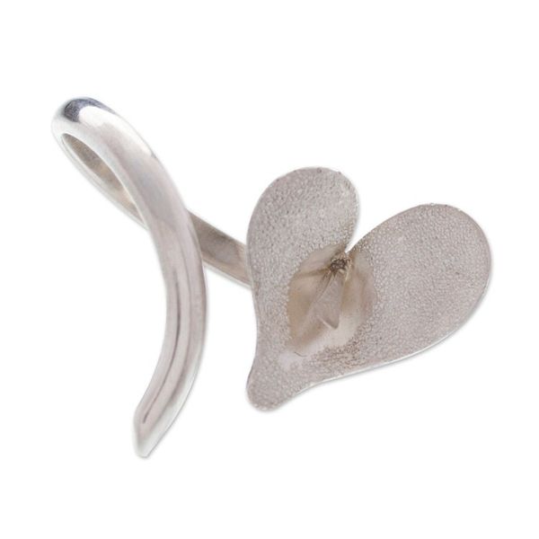 Alternate image for Heart-Shaped Sterling Silver Calla Lily Wrap Ring Delicate Lily