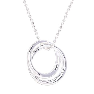 Alternate image for Modern Sterling Silver Pendant Necklace Lovers