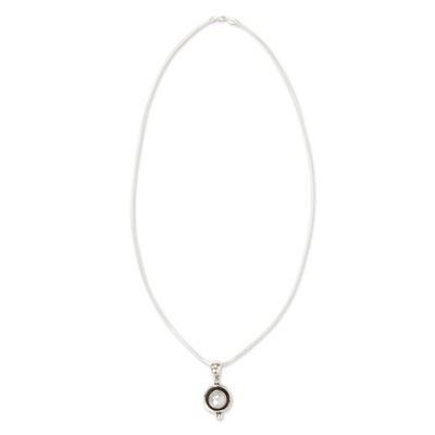Alternate image for Taxco Jewelry Necklace Pearl and Sterling Silver Lunar Shadow