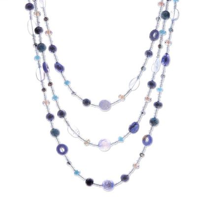 Alternate image for Blue Multi-Gemstone Beaded Strand Necklace from Thailand Dreamy Blue