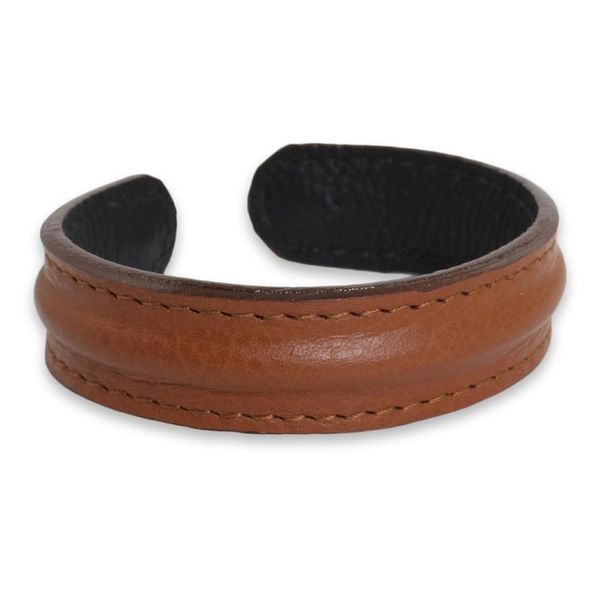 Alternate image for Mens Brown Leather Cuff Bracelet from Thailand Basic Brown