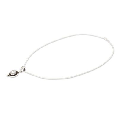 Alternate image for Taxco Jewelry Necklace Pearl and Sterling Silver Lunar Shadow