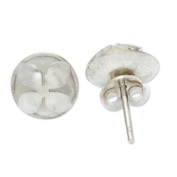 Alternate image for Floral Stud Earrings in Sterling Silver Flower Finesse