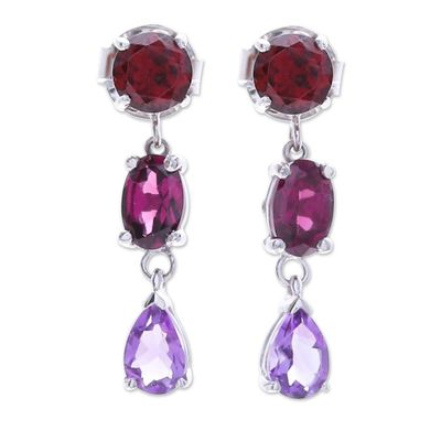 Alternate image for 4-Carat Faceted Multi-Gemstone Dangle Earrings from Thailand Tulip Garden