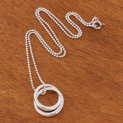 Alternate image for Modern Sterling Silver Pendant Necklace Lovers