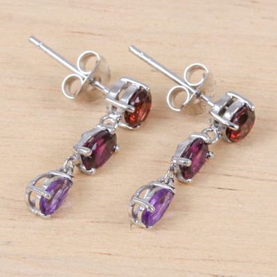 Alternate image for 4-Carat Faceted Multi-Gemstone Dangle Earrings from Thailand Tulip Garden