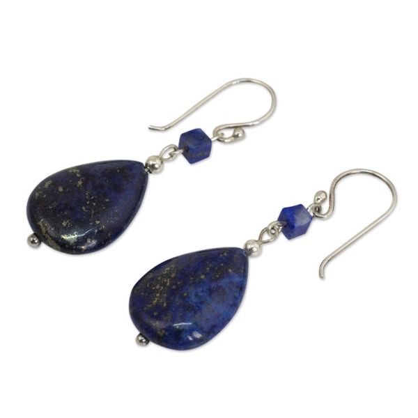 Alternate image for Lapis Lazuli Dangle Earrings Blue Lily
