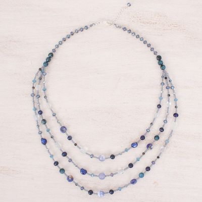Alternate image for Blue Multi-Gemstone Beaded Strand Necklace from Thailand Dreamy Blue