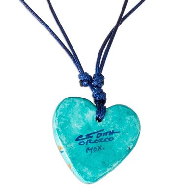 Alternate image for Golden Accent Aqua Papier Mache Heart Necklace Hearts Together