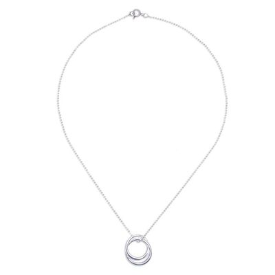 Alternate image for Modern Sterling Silver Pendant Necklace Lovers