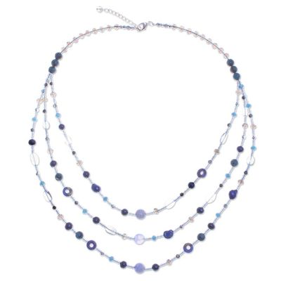 Alternate image for Blue Multi-Gemstone Beaded Strand Necklace from Thailand Dreamy Blue