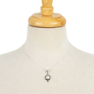 Alternate image for Taxco Jewelry Necklace Pearl and Sterling Silver Lunar Shadow