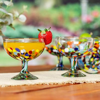 Alternate image for Set of 4 Colorful Handblown Cocktail Glasses from Mexico Chromatic Celebration
