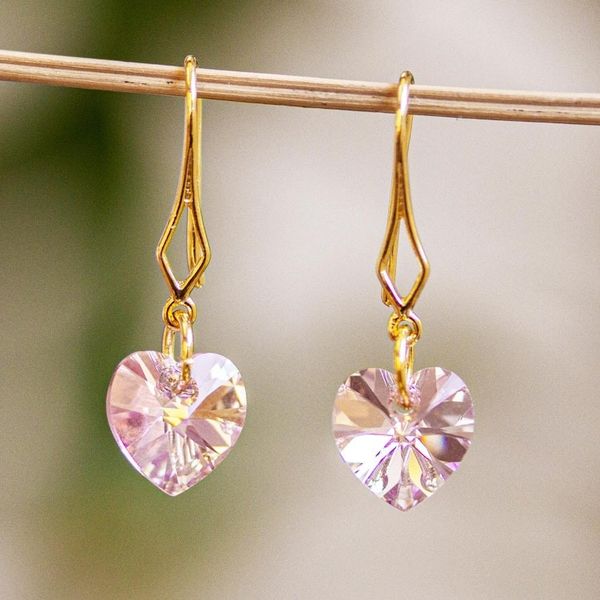 Alternate image for Gold-Plated Swarovski Crystal Earrings from Mexico Melon Hearts