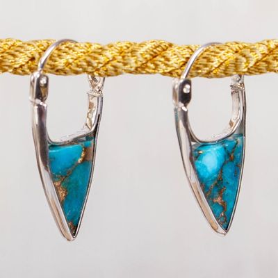 Alternate image for Taxco Composite Turquoise Hoop Earrings from Mexico Taxco Enchantment