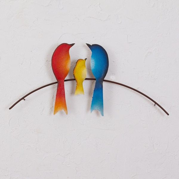 Alternate image for Steel Wall Sculpture of Three Birds from Mexico Bird Family