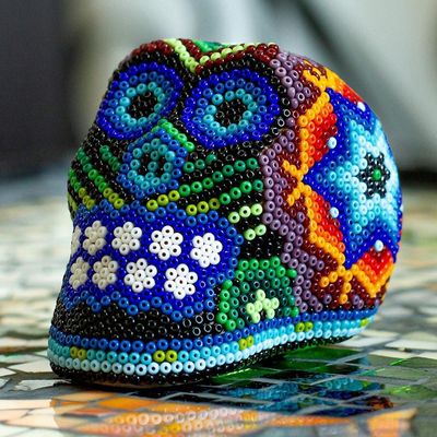 Alternate image for Handcrafted Beadwork Skull Figurine Huichol Star