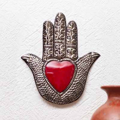 Alternate image for Artisan Crafted Metal Wall Accent from Mexico Hand of Fatima