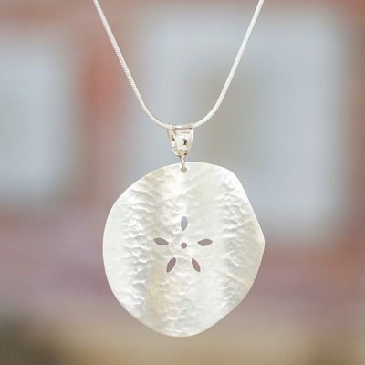 Alternate image for Handcrafted Taxco Sterling Silver Sand Dollar Necklace Precious Sand Dollar