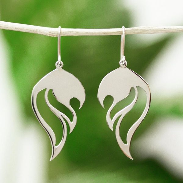 Alternate image for Handcrafted Sterling Silver Earrings In Flames