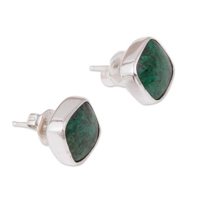 Alternate image for Square Chrysocolla Stud Earrings from Mexico Square Bucklers