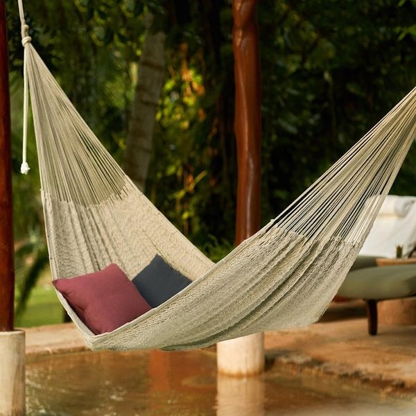 Alternate image for Handmade Cotton Hammock in Grey Triple Uxmal Grey